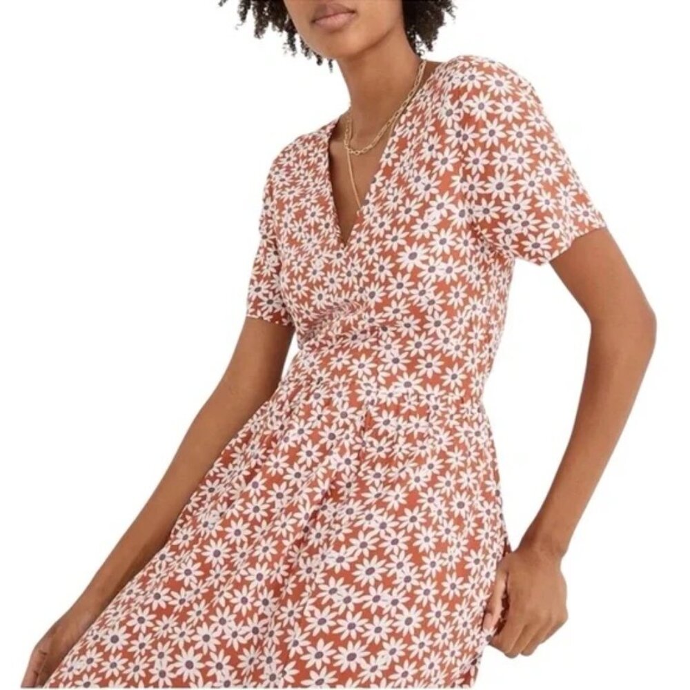 Madewell Packed‎ Picnic Cotton Wrap Dress Daisy Russet Floral Mini XL